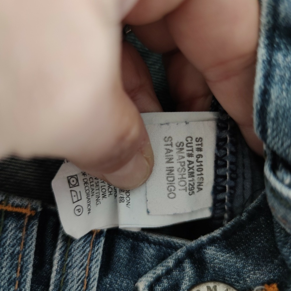 Armani Exchange Loose Straight Denim Jeans Stain Indigo Button Distress‎ 29 X30" - Picture 9 of 10